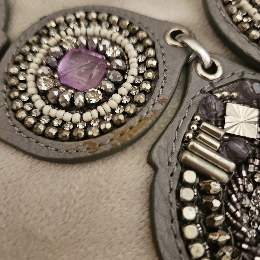 Embellished Gray and Purple Keychain